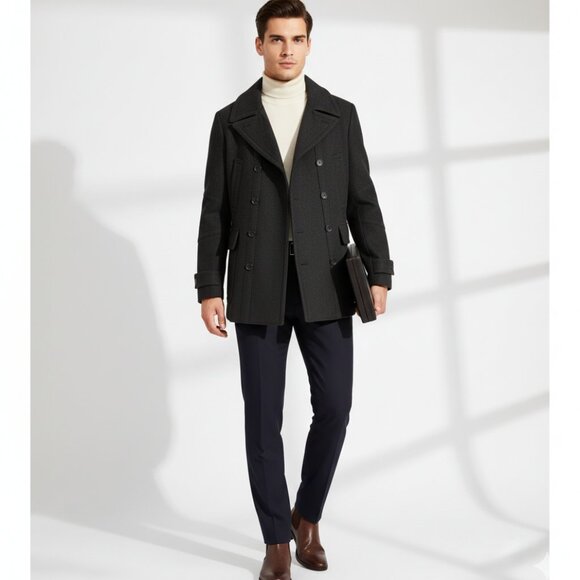 🧥 ZARA MAN Charcoal Wool Coat - Classic, Men (XL) - Picture 3 of 8